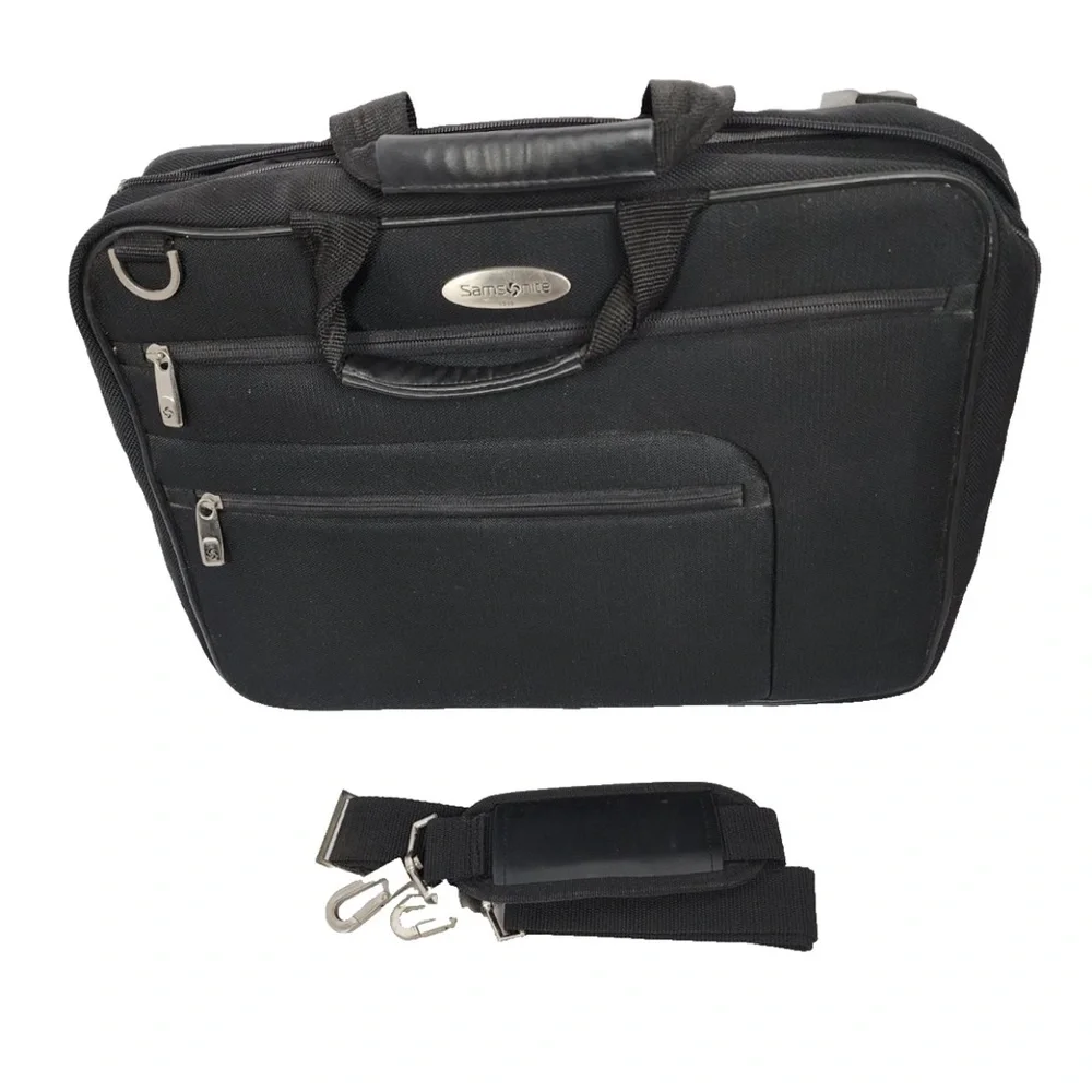 Samsonite 1910 Black Laptop Nylon Briefcase 17” Expandadle